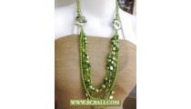 Green colors Shells, Pearls and Beaded fashion Necklaces